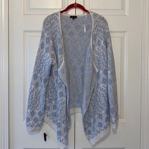 Verve Ami Blue White Pattern Stripe Sweater Cardigan XL